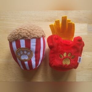 Mario Lopez Plush Squeaker Stuffed Dog Toys French Fries Popcorn Medium